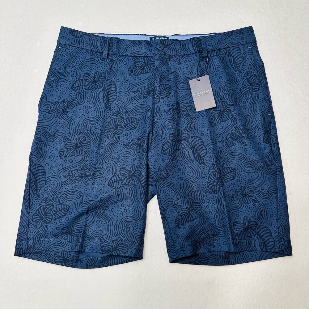 Peter Millar Crown Crafted Men’s 35 Navy Quick Dry Hybrid Golf Shorts